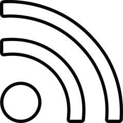 Minimal black line icon of an rss feed signal isolated on transparent background