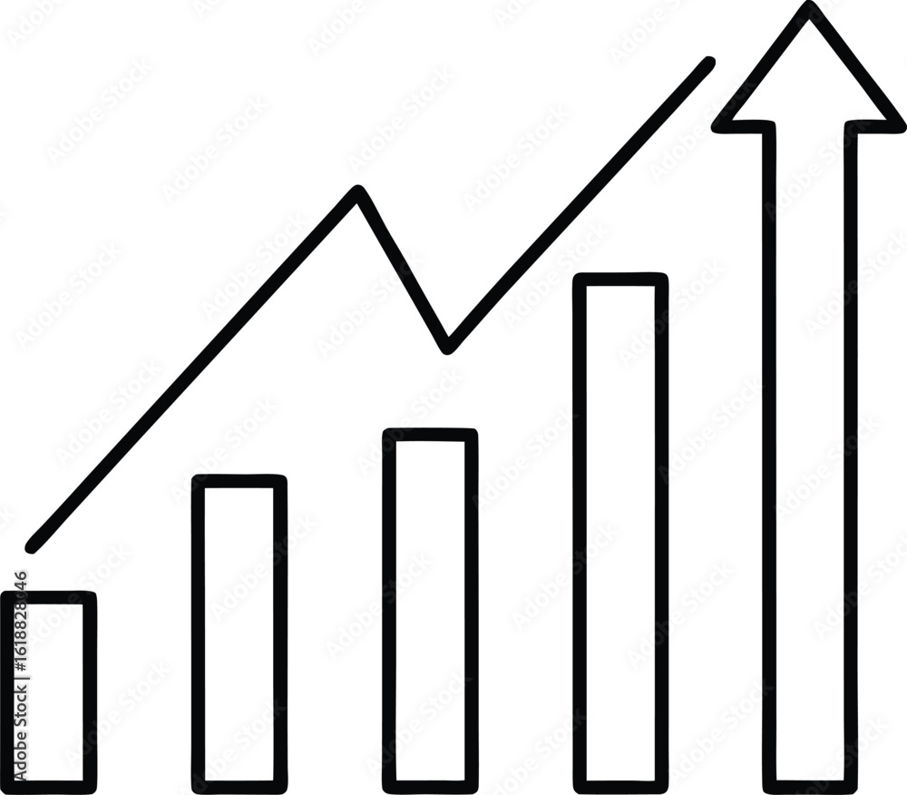 Poster minimal line icon of a trending up arrow isolated on transparent background