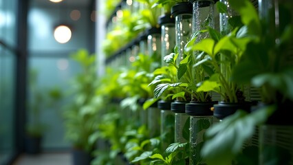 Vertical Hydroponic Grow Wall with LED Lights and Water Tubes