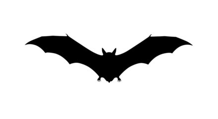 Isolated flying bat silhouette vector graphic for halloween and spooky themes and designs use freely on transparent background