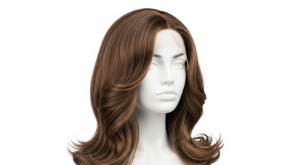 Naklejka premium Brown wig on mannequin head isolated on white background