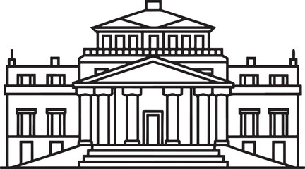 Ancient Greek temple with columns vector illustration of historic architecture in vintage style