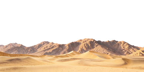 Desert sand dunes mountains isolated on a transparent background