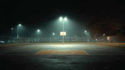 Empty basketball court at night (1)