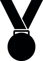 Black medal icon with ribbon