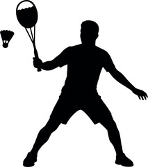 Badminton player silhouette action shot