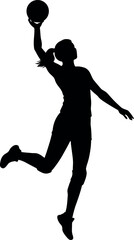 Basketball player silhouette dunking action