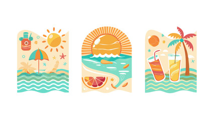 Fototapeta premium Tropical summer beach scenes with sun drinks and palm trees