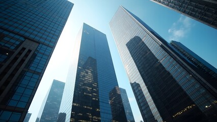 Business Complex with Reflective High-Rise Buildings and Sharp Architecture