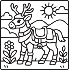 Fantasy Cozy Retreat – Bold Line Art Coloring Page with Magical Elements