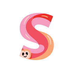 Cartoon Letter S with Face.