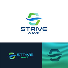 Letter S logo Design, Grdinet S monogram symbol with Coastal Wave Symbol, Modern Minimal S Lettermark with Sea Wave Icon Vector
