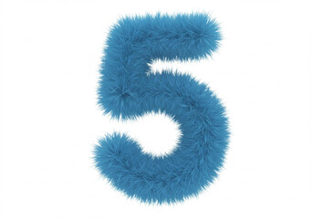 3d number 5 made of blue fur
