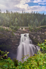 Hallingsafallet waterfall in Sweden, along Vildmarksvagen.