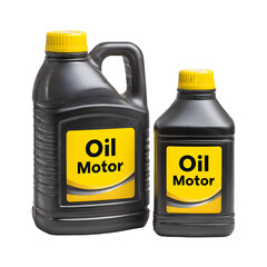 Two motor oil bottles isolated on transparent background