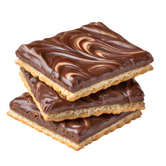 Stack of chocolate swirl biscuits isolated on transparent background