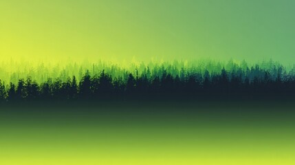 Forest at dawn, painted in soft color gradients