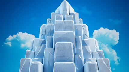 Obraz premium A stunning peak of ice towering against a clear blue sky, showcasing the beauty of nature's frozen formations.