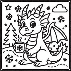 Fantasy Cozy Retreat – Bold Line Art Coloring Page with Magical Elements