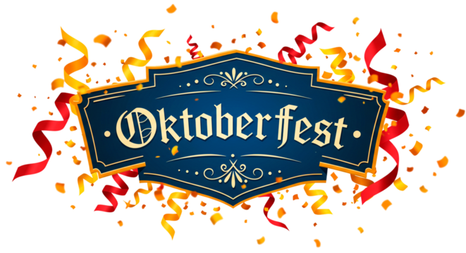 Celebrate oktoberfest with festive decorations and traditional german beer festival events this fall on transparent background
