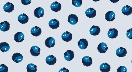 Blueberry Pattern: Fresh Fruit Seamless Repeat Background wallpaper effect Abstract print pattern. Vector illustration 