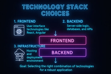 Obraz premium Tech Stack Layers Infographic with Software Architecture and Component Hierarchy for Development Planning
