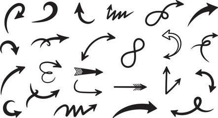 Diverse hand drawn arrow collection guiding direction and progress for modern design needs