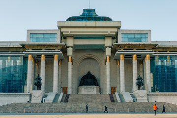 Ulaanbaatar, mongolia - 2 may 2025 The Government Palace is located on the north side of Chinggis...