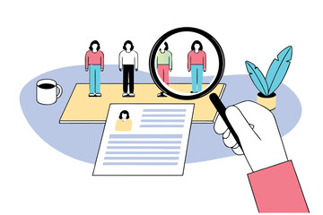 Recruitment concept vector, reviewing cvs and selecting best candidates for position