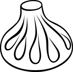 Hand-sketched khinkali vector in black and white, perfect for food apps or restaurant menus