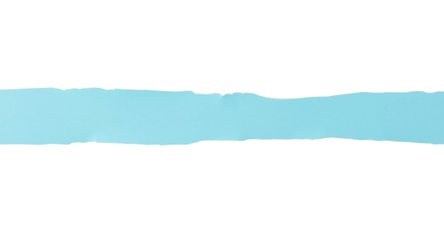 Abgerissenes cyanfarbenes Papierstück mit natürlicher Kante auf transparentem Hintergrund. Perfekt für Scrapbooking oder digitale Collagen.