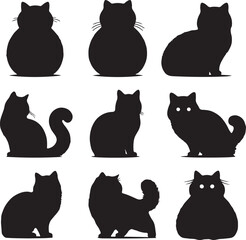 Minimalist Black Munchkin Cat Silhouette with Swirl Tail Vector