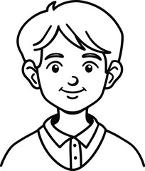 Obraz premium student avatar flat vector line art white background attentive gaze