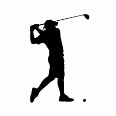 Golf Swing Silhouette with Club and Ball