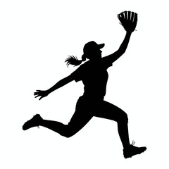 Silhouette of a Female Softball Player in Motion