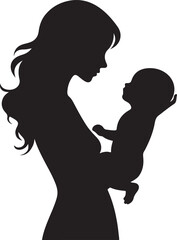 Minimalist Mother Holding Baby Silhouette Vector