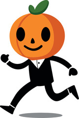 Pumpkin Head Running Late For Halloween Party Ca