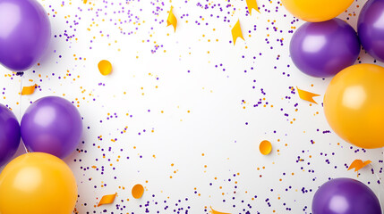 Orange purple flags garland on the confetti concept for a party