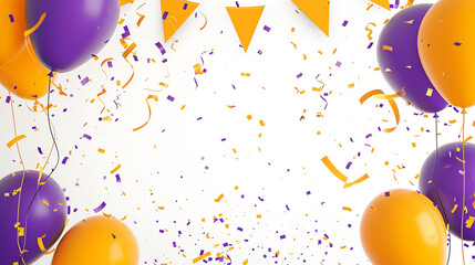 Orange purple flags garland on the confetti concept for a party