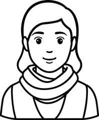 Obraz premium student avatar flat vector line art white background smiling warmly