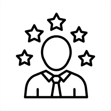 Vector illustration of a successful businessman with stars, representing excellent performance and achievement