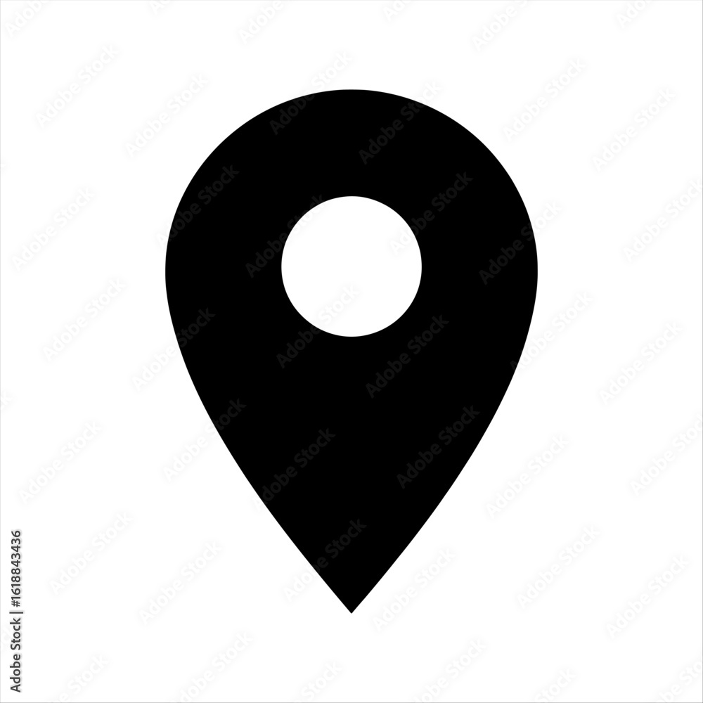 Poster vector illustration of a simple location pin icon indicating a destination on a map for travel