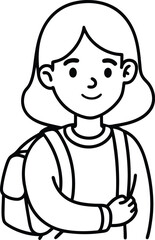 Obraz premium student avatar flat vector line art white background calm mood