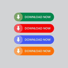 Four Colorful "Download Now" Buttons with Downward Arrows on Gray Background