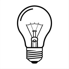 Vector illustration of a classic lightbulb with a visible filament, symbolizing a bright idea and innovation