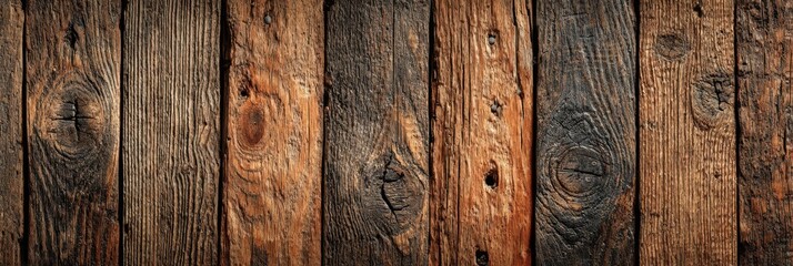 Naklejka premium Wooden planks with rich textures and colors showcase natural beauty in close-up during daylight hours