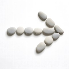 Arrow Shape Made of Stones on White Background Showing Direction