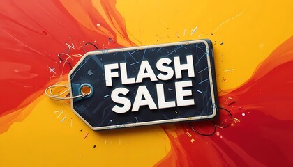 Flash Sale Tag on Abstract Background.
