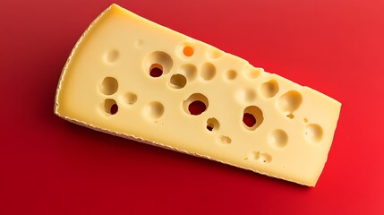 Piece of cheese on a red background