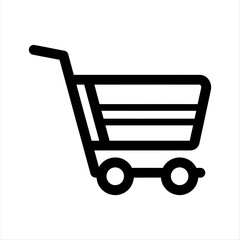 Vector illustration of a simple shopping cart icon representing online retail and ecommerce, perfect for web design and mobile applications